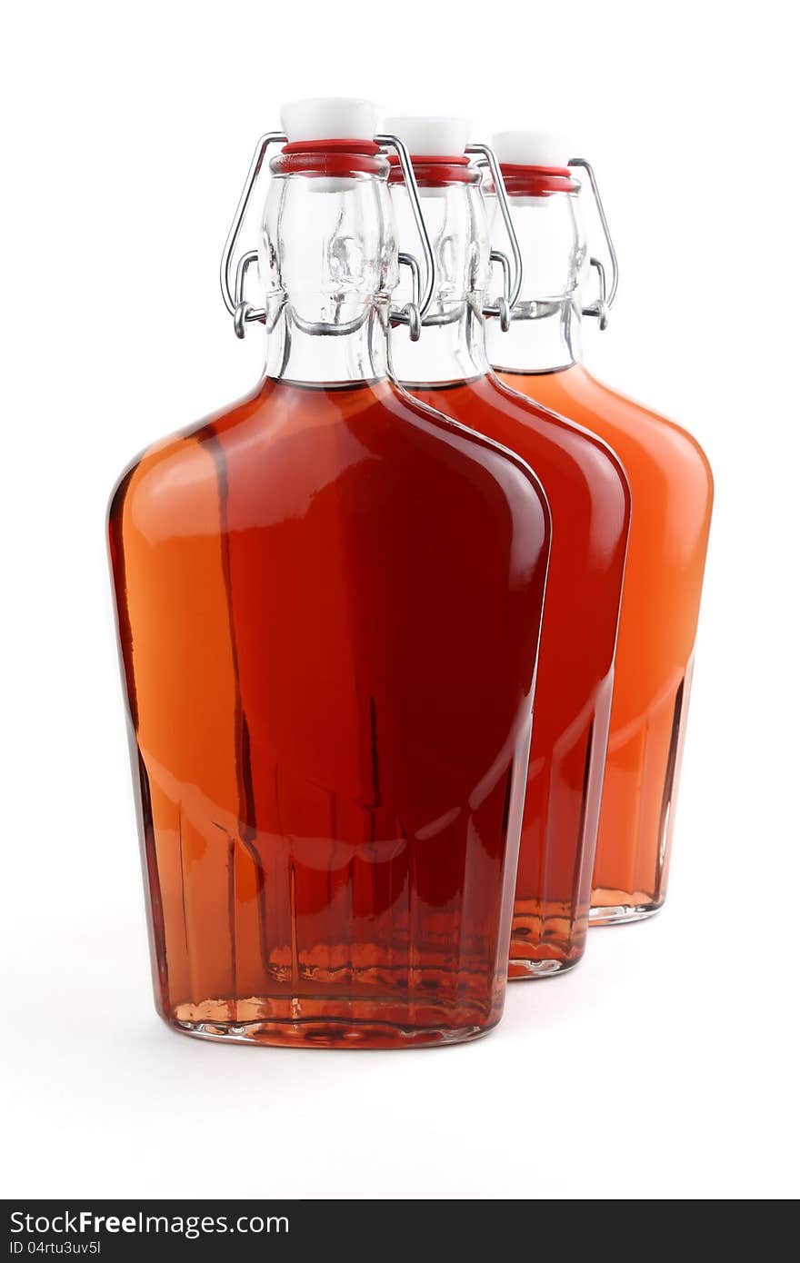 Whiskey in old-fashioned swing top bottles. Whiskey in old-fashioned swing top bottles