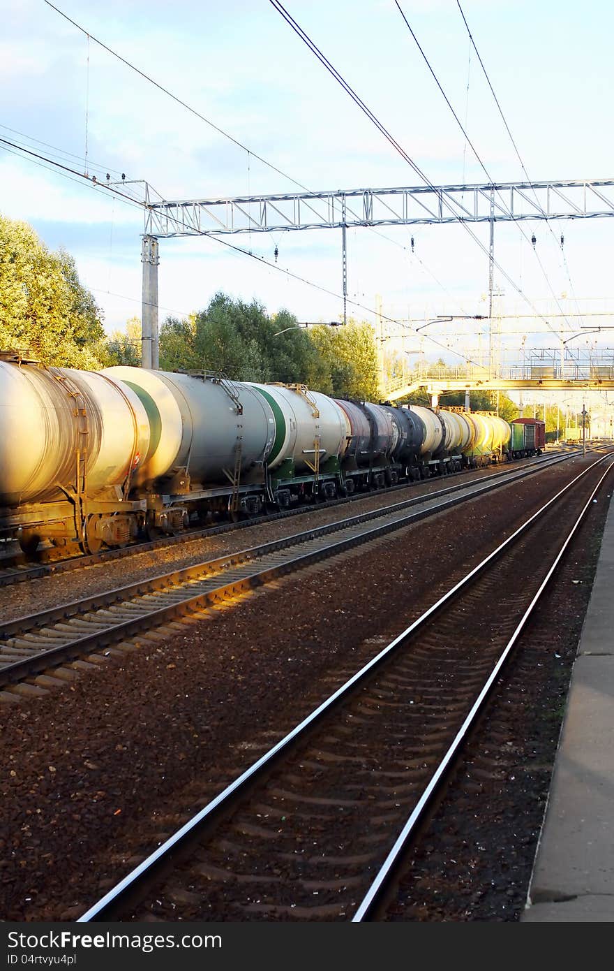 Tanks with fuel  by rail