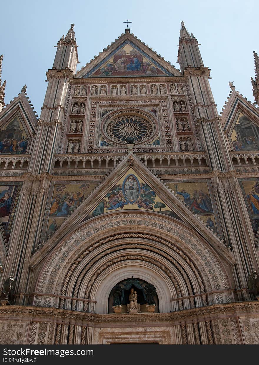 Facade of the Cathedral in Orvieto,Italy. Facade of the Cathedral in Orvieto,Italy