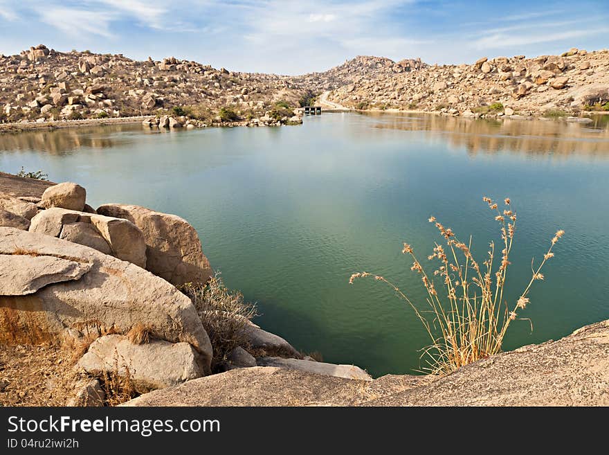 Beauty lake in Hampi, Karnataka, India