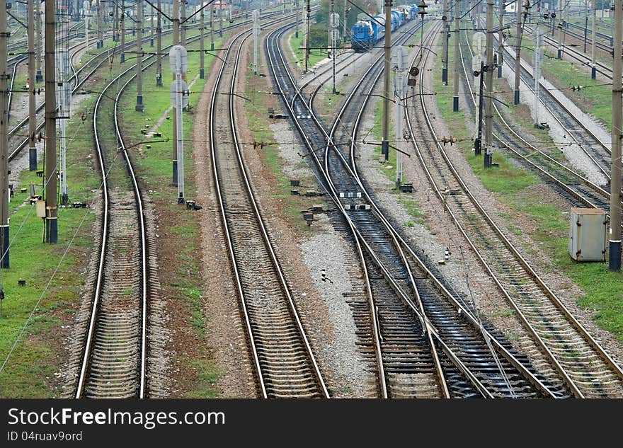 Confusing railway tracks at day