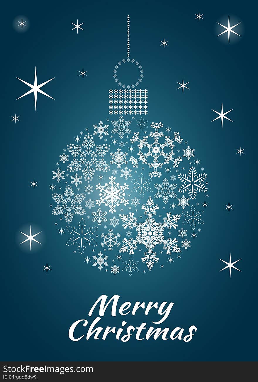 Vector illustration of a Snowflake Bauble with Merry Christmas message. Vector illustration of a Snowflake Bauble with Merry Christmas message.