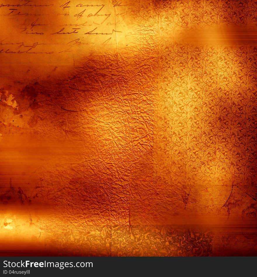 Handwriting and ornaments on the abstract paper background. Handwriting and ornaments on the abstract paper background