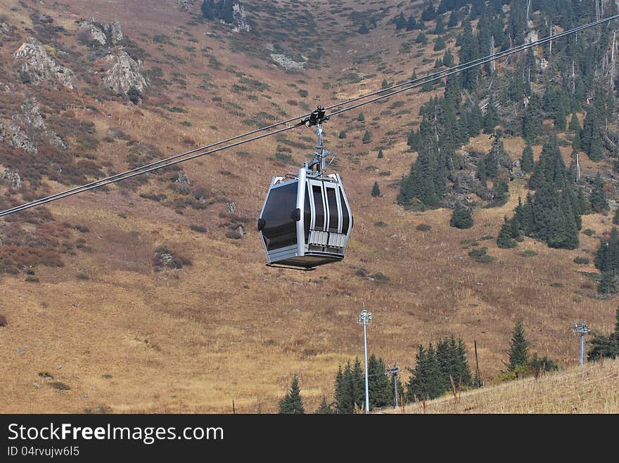 8-passenger gondola lift in Chimbulak Ski Resort, Kazakhstan near Almaty