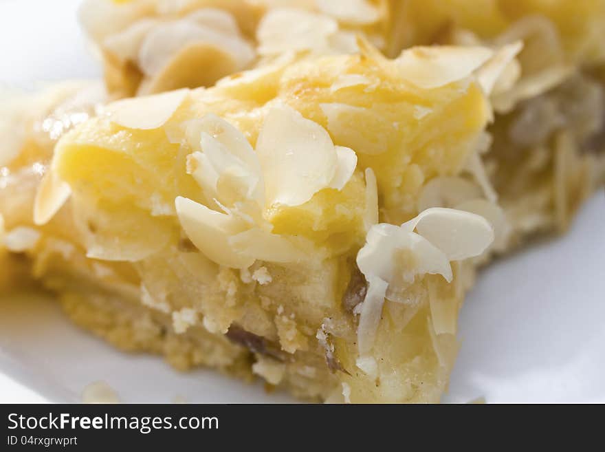 Delicious slice of freshly baked apple pie. Delicious slice of freshly baked apple pie