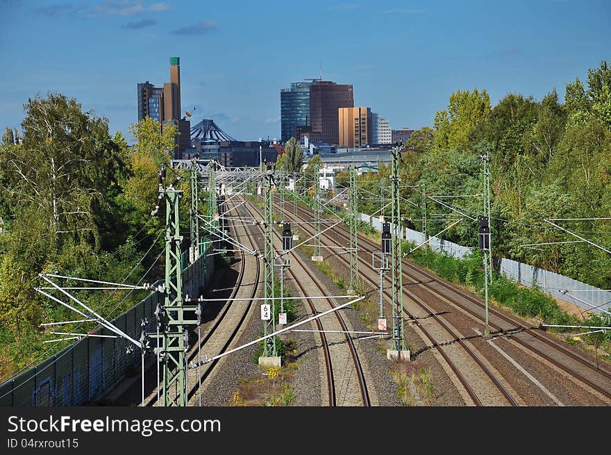 Railway line and tracks, Berlin, Germany