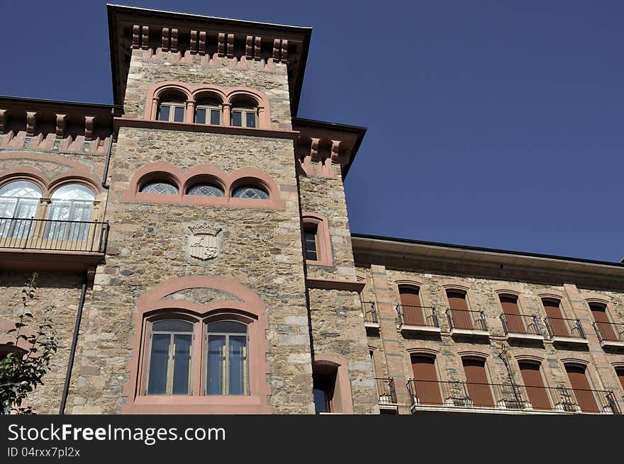 The emblem of the Andorra principality appears on the facade of the townhouse of Seu DUrgell because the Bishop of Urgell is one of the Andorra co-princes. The emblem of the Andorra principality appears on the facade of the townhouse of Seu DUrgell because the Bishop of Urgell is one of the Andorra co-princes.