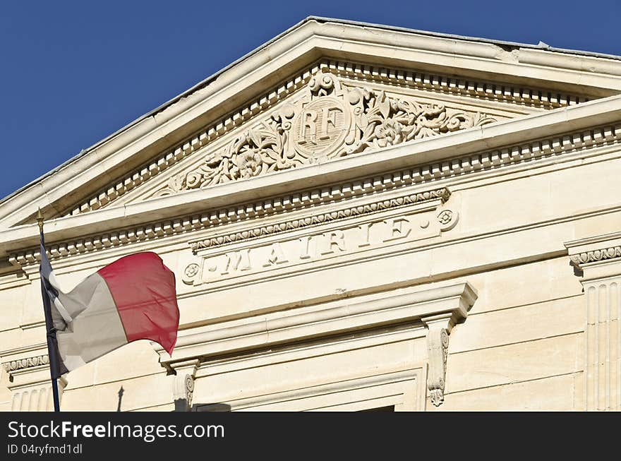 French city hall detail of architecture