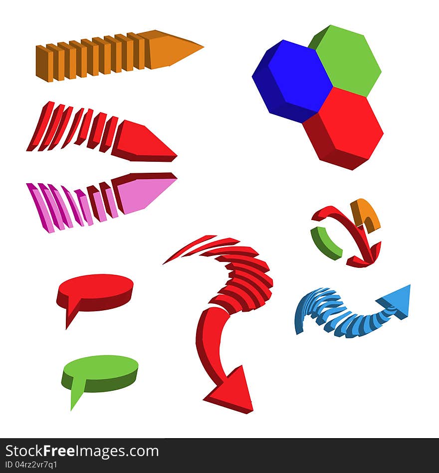 Vector Arrows Set different isometric arrow sign and design elements 3d