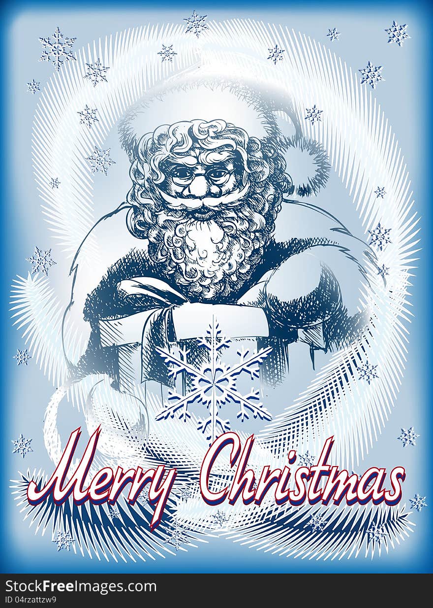 Christmas card with santa claus in vintage style. Christmas card with santa claus in vintage style