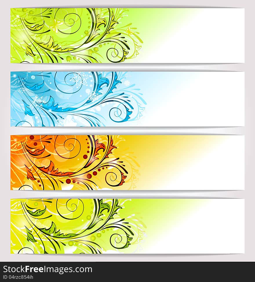 The color banners - 4 seasons. A vector. The color banners - 4 seasons. A vector.