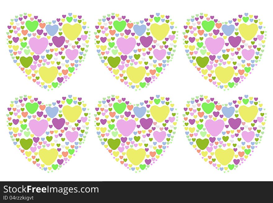 Colorful hearts shape on background