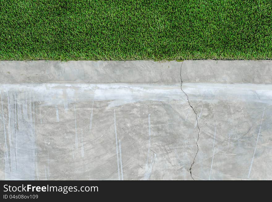 Artificial Grass On A Cement Wall