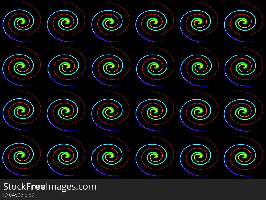 Twirls pattern isolated in pure dark background