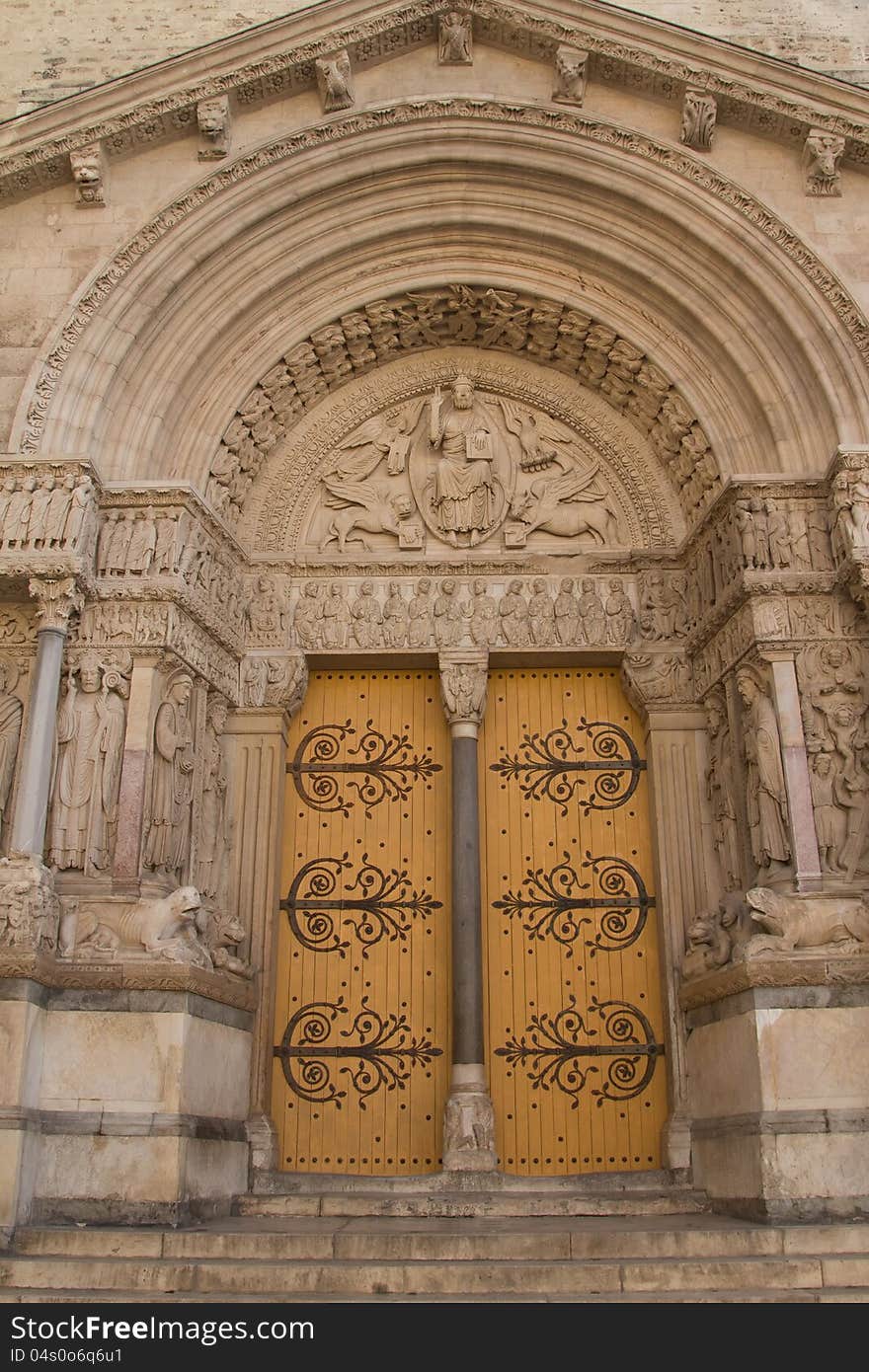 St Trophime Portal Detail (Arles, Provence, France). Masterpiece of the early Middle Ages. Vertically. St Trophime Portal Detail (Arles, Provence, France). Masterpiece of the early Middle Ages. Vertically.