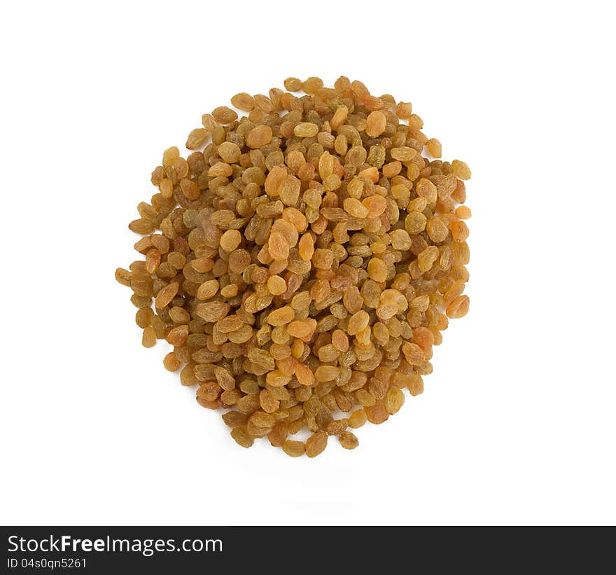 Pile of raisins or black currant on a white background