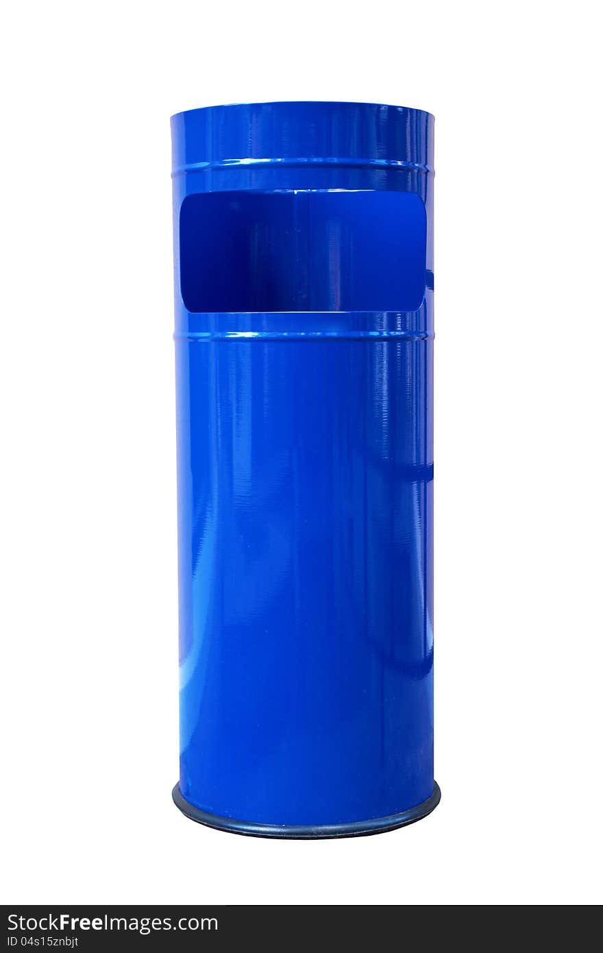 Dark blue refuse bin isolated on a white