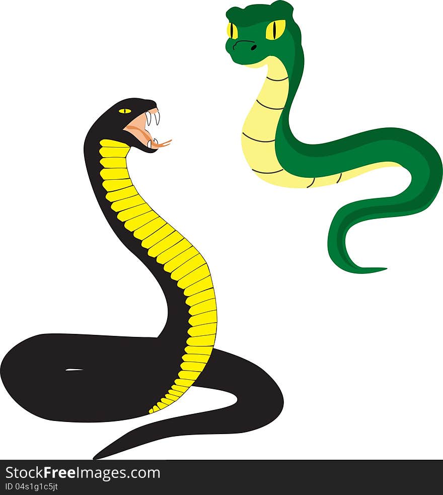 Two cartoon snakes