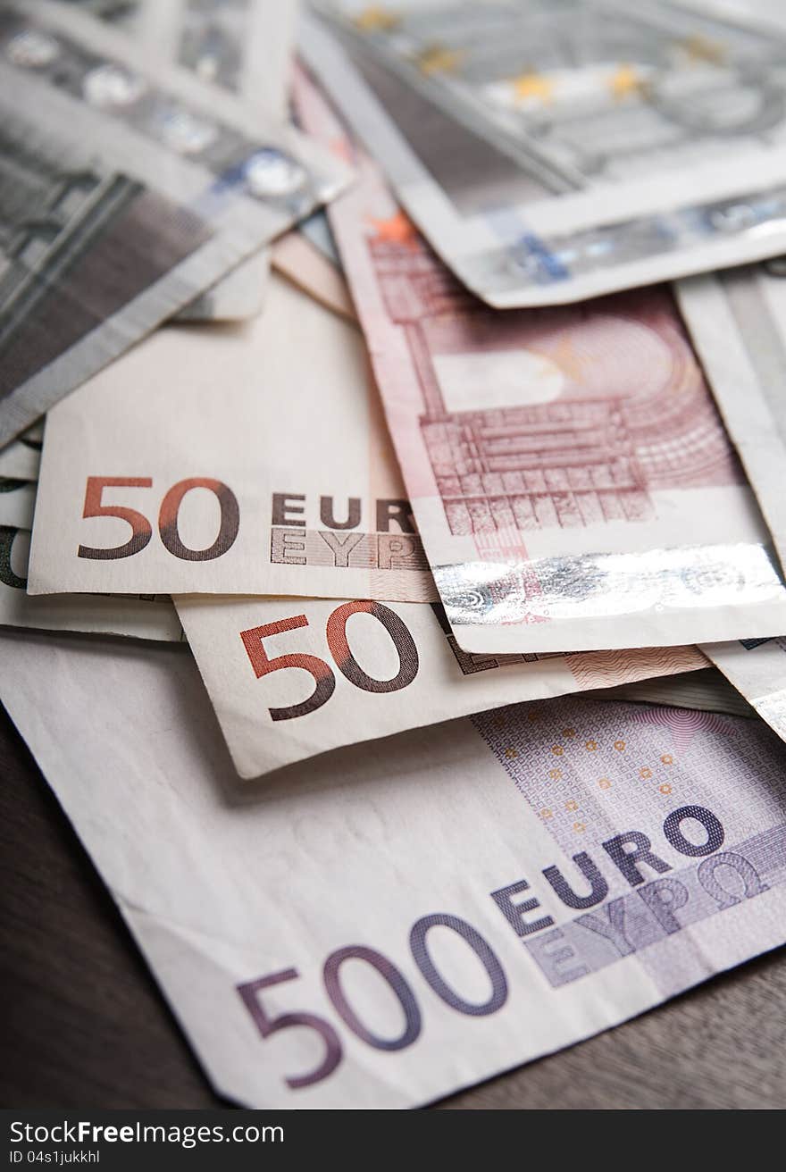 Close up of European Union Currency