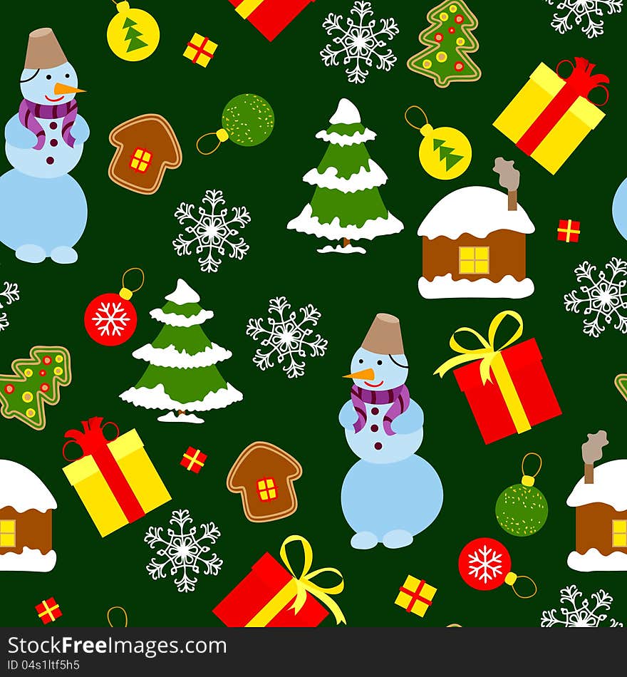 Colored Christmas seamless pattern