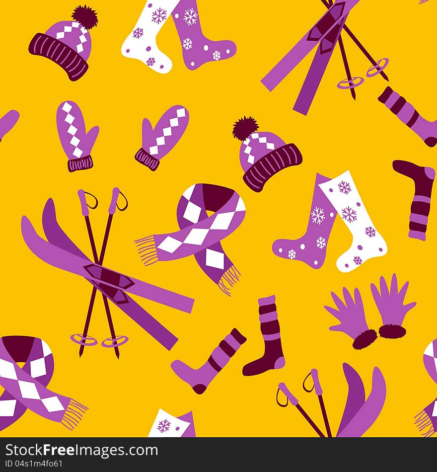 Colored winter seamless pattern