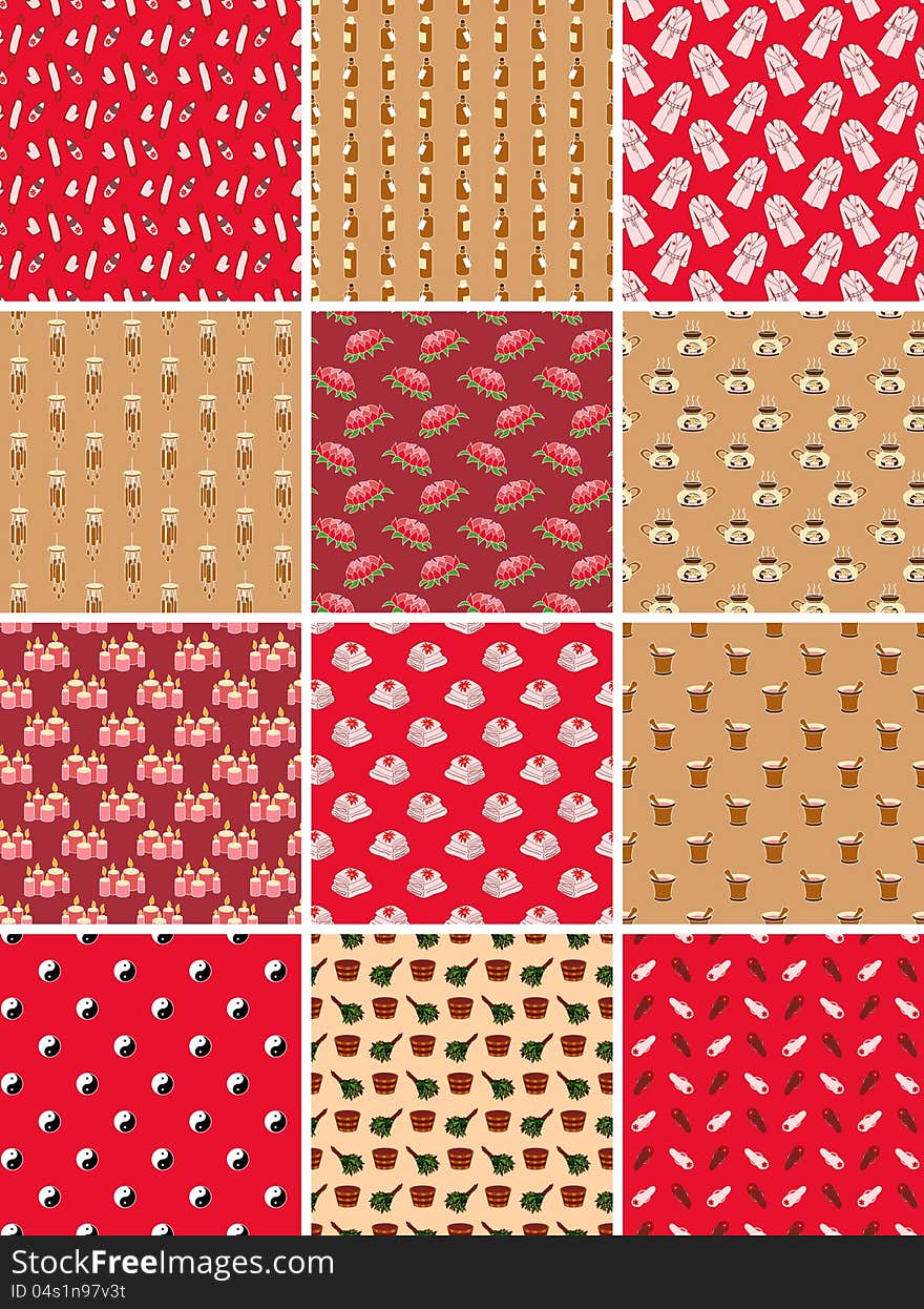 Set of spa seamless patterns