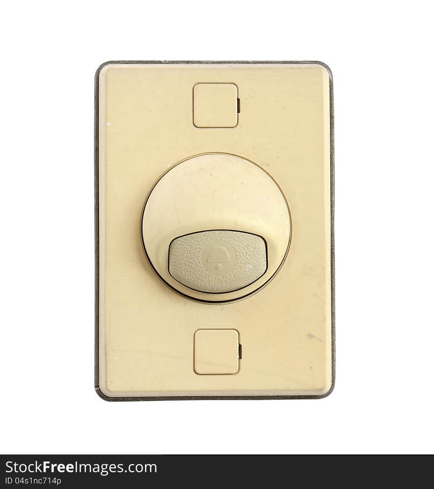 Old bell switch isolated on white background