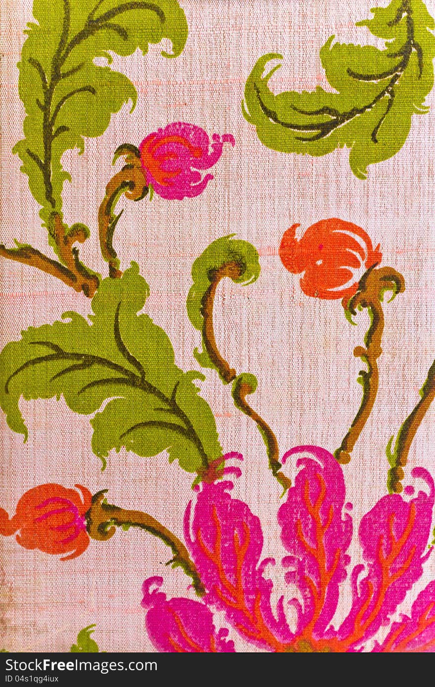 Close up of retro tapestry fabric pattern