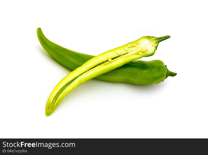 Fresh hot peppers isolated background