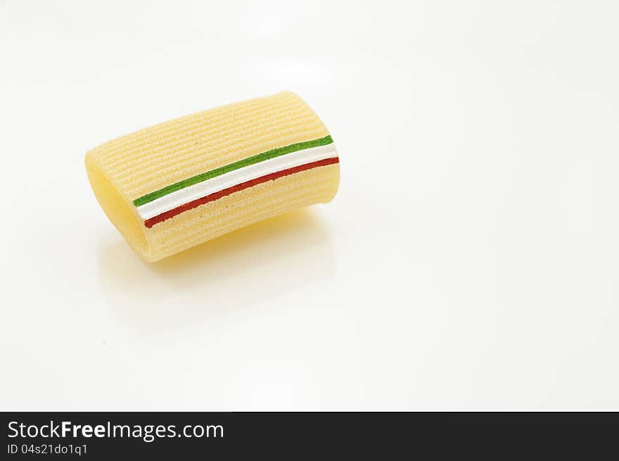 Italian pasta isolated on white background, made in italy. Italian pasta isolated on white background, made in italy