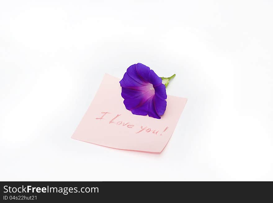 Nice image of isolated paper reminder with romantic message. Nice image of isolated paper reminder with romantic message