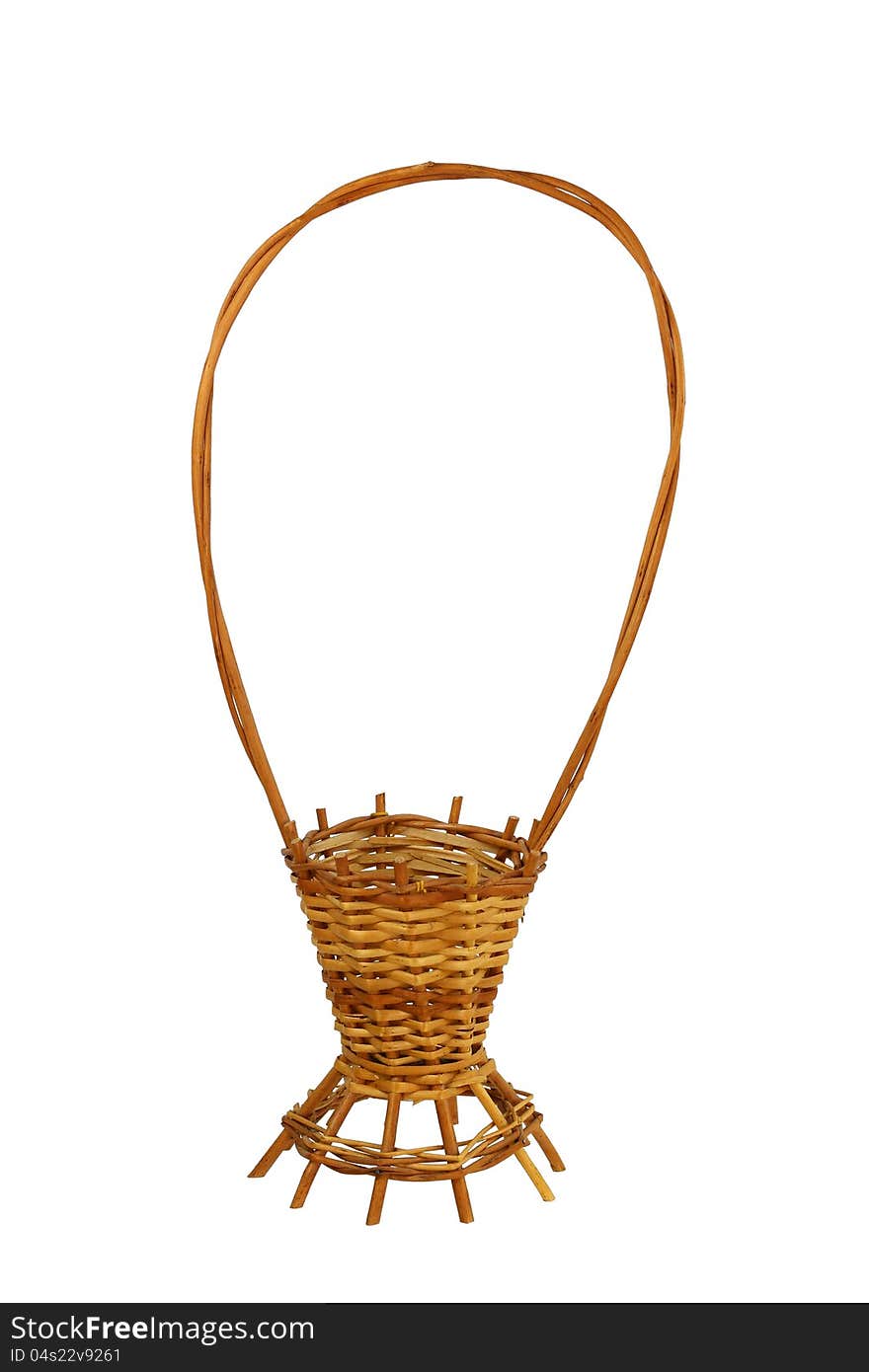 Basket for a bouquet of flowers, woven of yellow willow twigs