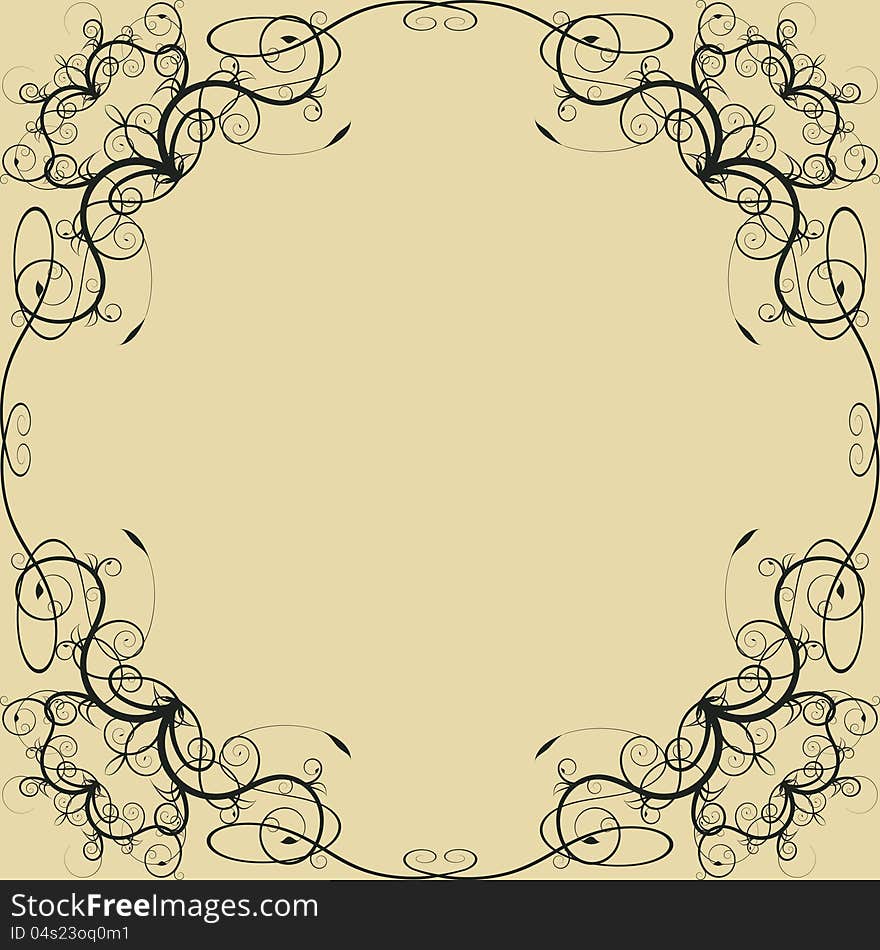 Abstract monochrome floral design ornament