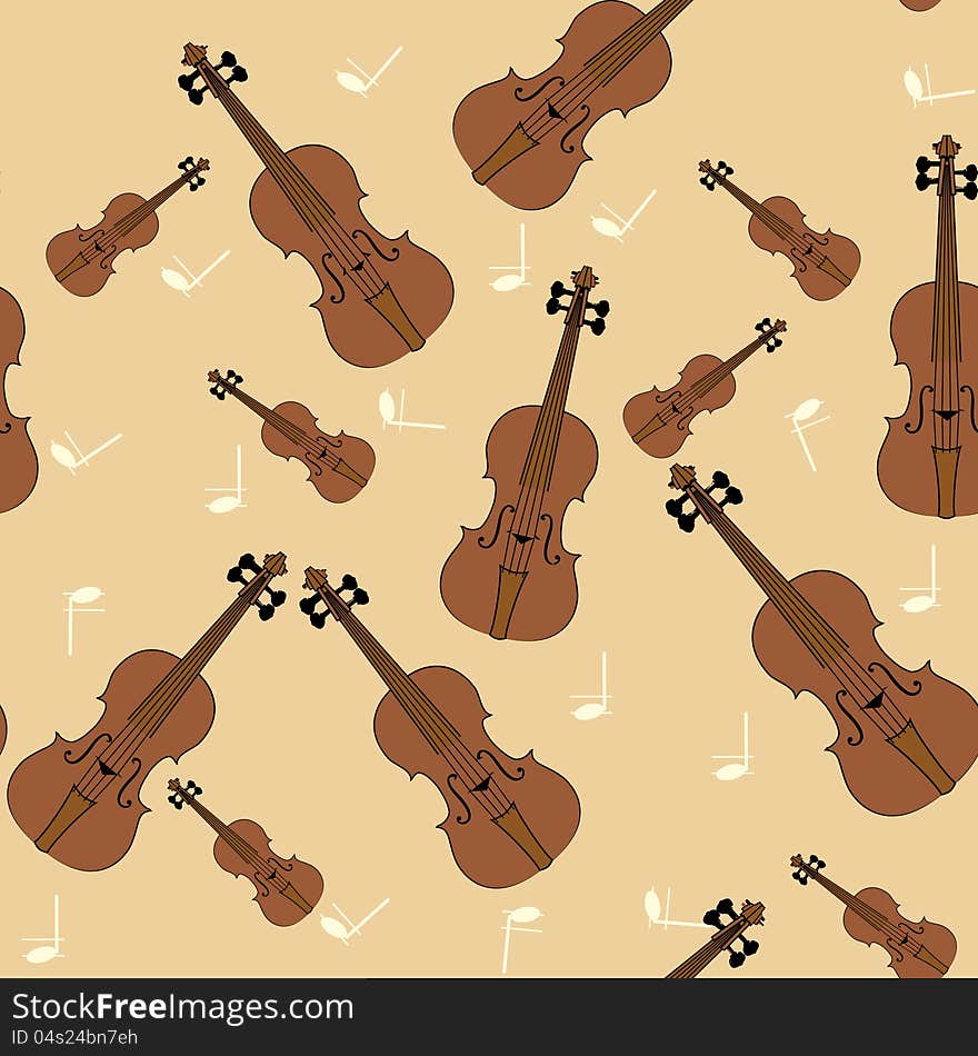 Vector seamless texture of violin music in the Baroque style. Vector seamless texture of violin music in the Baroque style