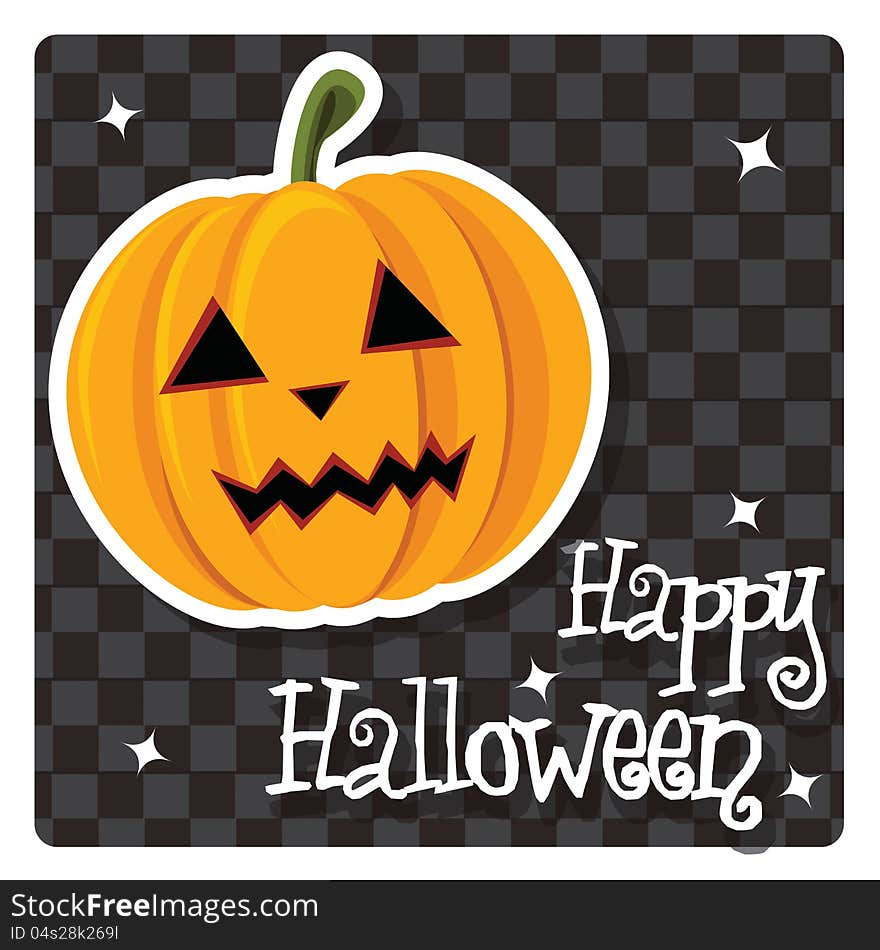 Happy Halloween card with pumpkin, vector. Happy Halloween card with pumpkin, vector