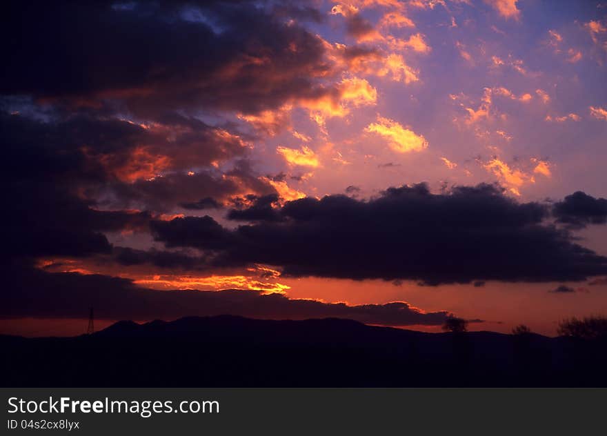 Dongchuan sunrise cloud in winter, highland, china, 2005.