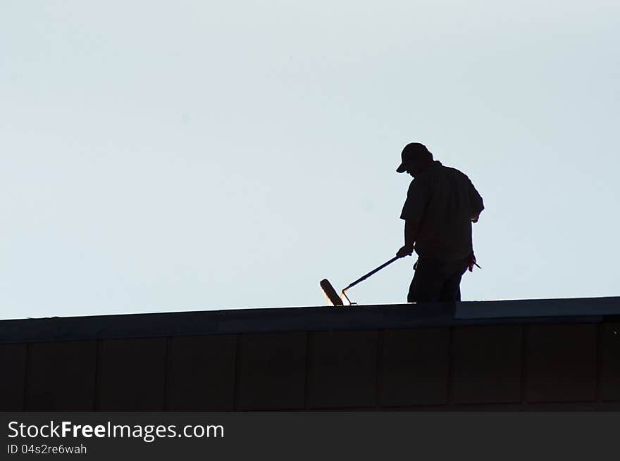 One Man At Work Silhouettes.