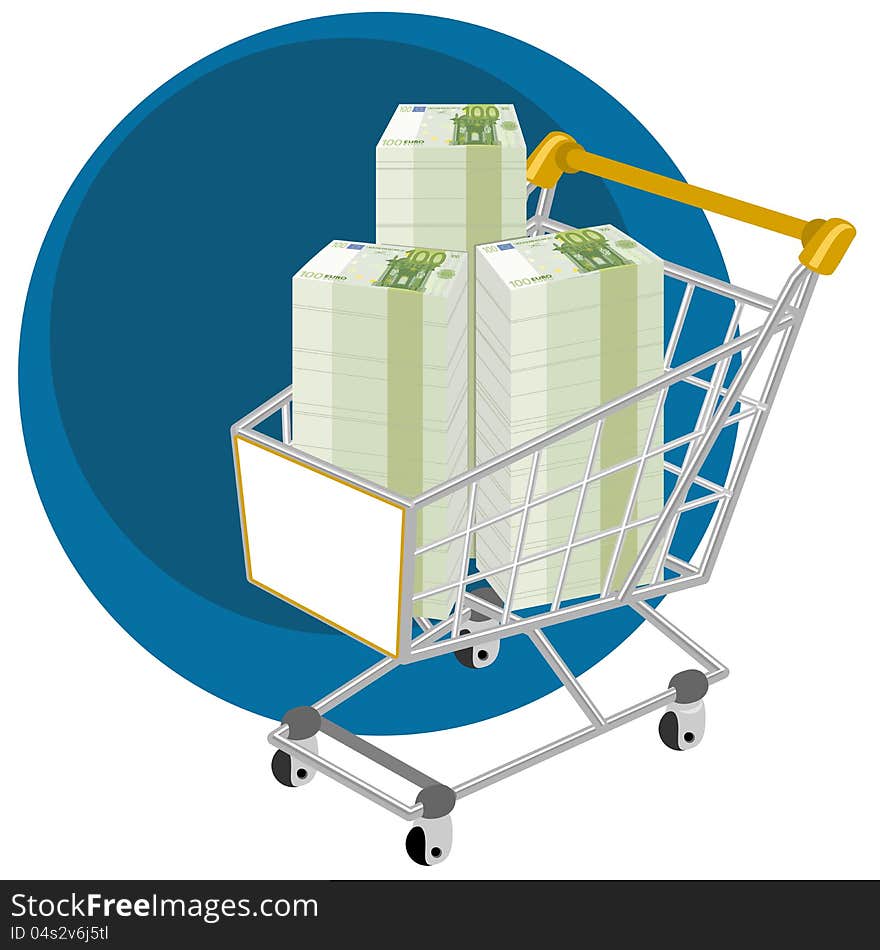 Shopping cart full of money