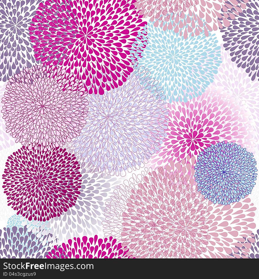 Seamless pattern of bright colorful balls on white background (vector)