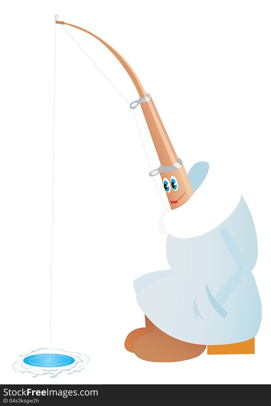 Abstract rod for winter fishing. The illustration on a white background. Abstract rod for winter fishing. The illustration on a white background.