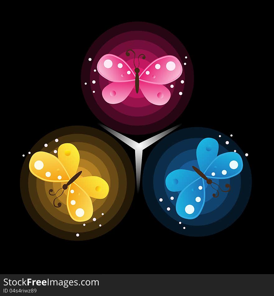 Vector abstract background with butterflies