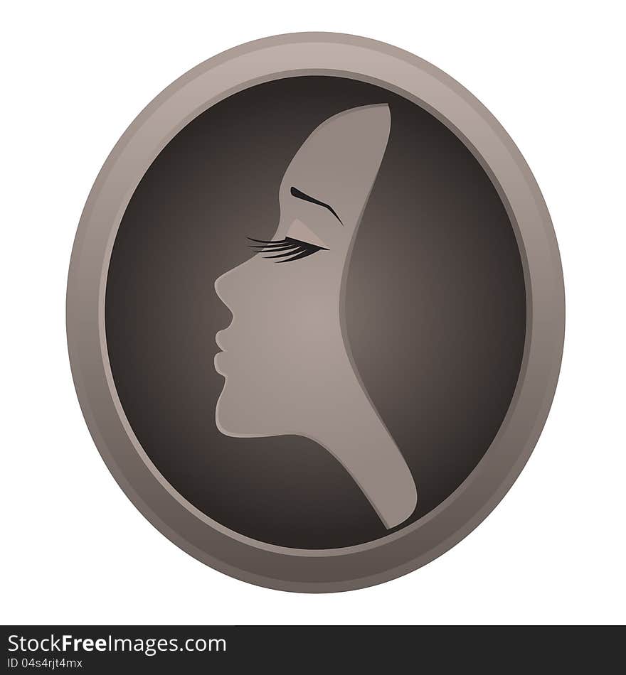 Icon of a woman with long eyelashes on a white background. Icon of a woman with long eyelashes on a white background