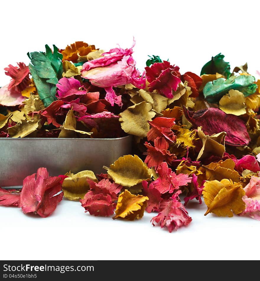 Closeup potpourri on white background