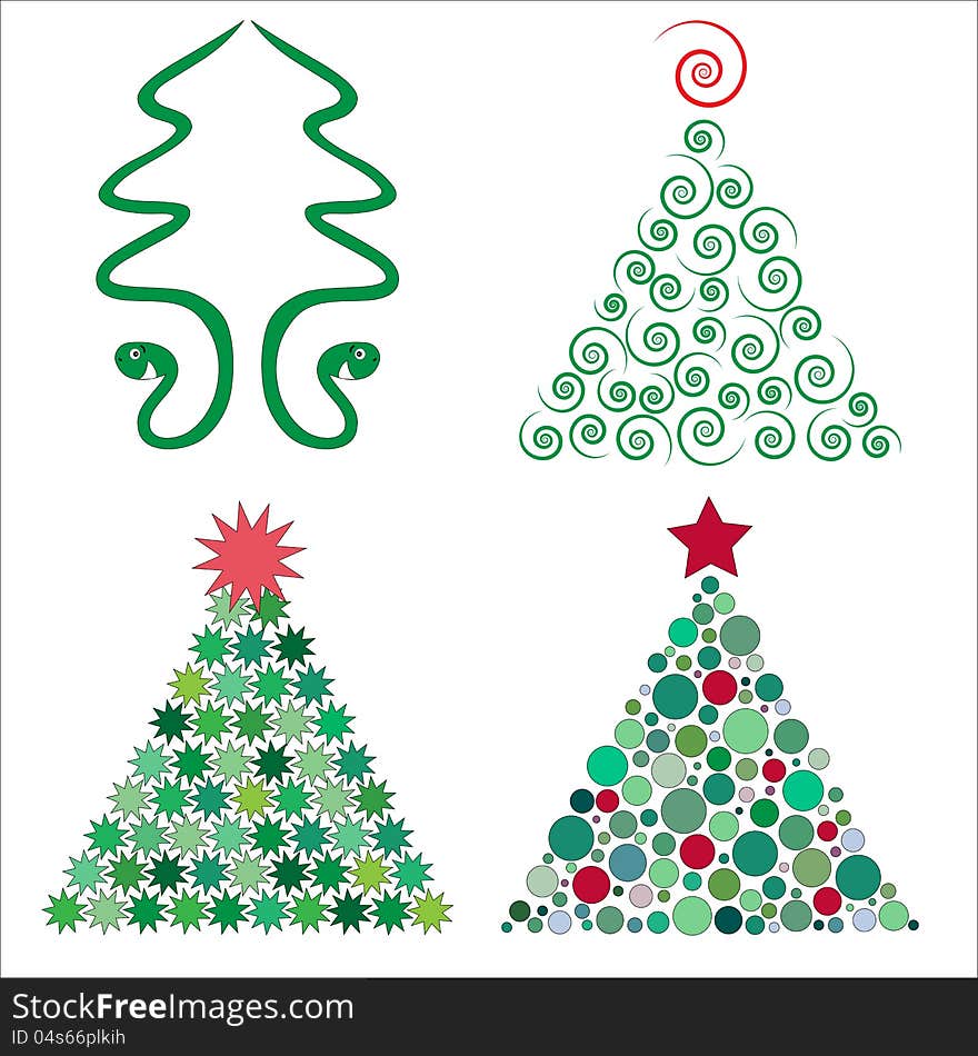 Four christmas trees in