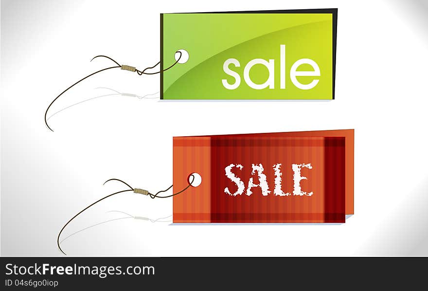 Colorful sale tag with realistic shadows on white-gray background. Colorful sale tag with realistic shadows on white-gray background