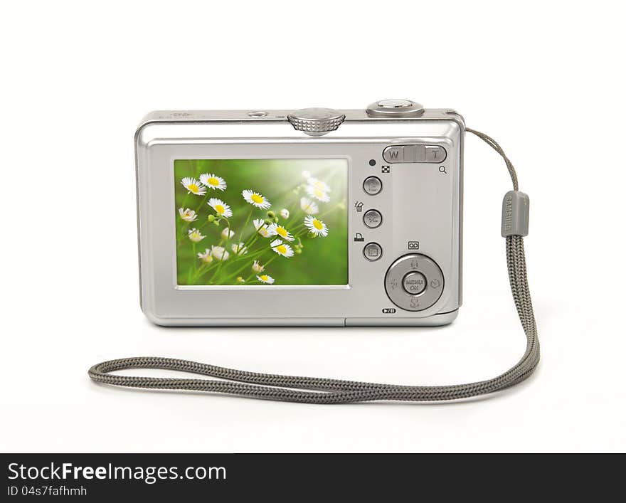 Compact camera on a white background. Compact camera on a white background.