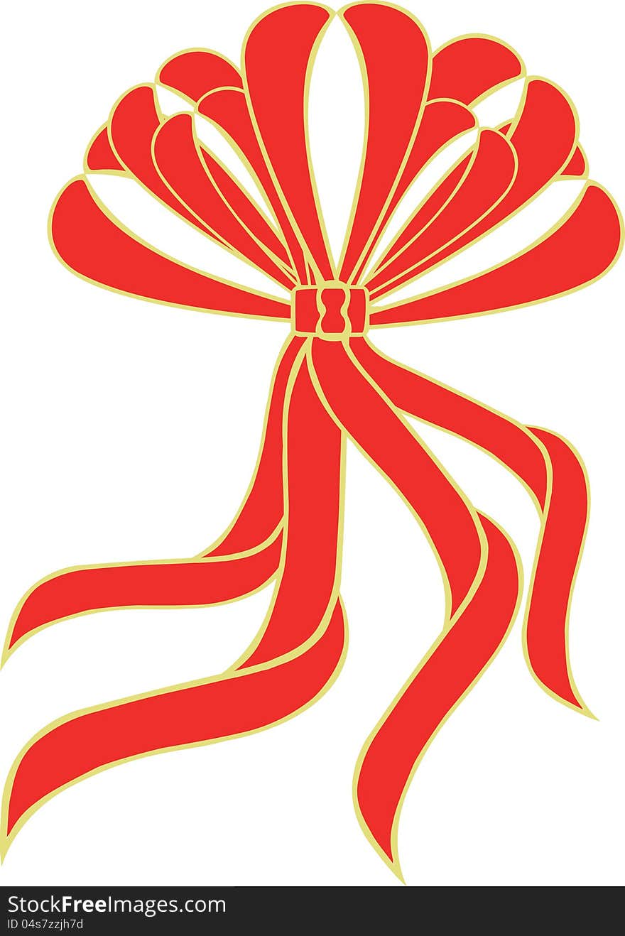 A red bow / ribbon on white background