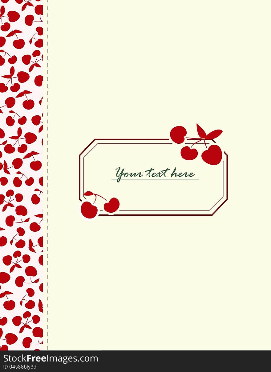 Coloful card with cherries for your design