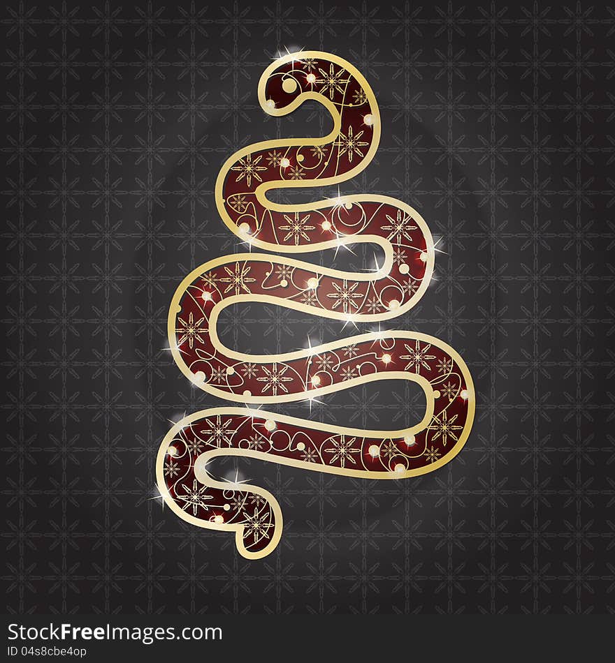Card with fir-tree toy snake. 2013 new year. Vector Illustration. Card with fir-tree toy snake. 2013 new year. Vector Illustration.
