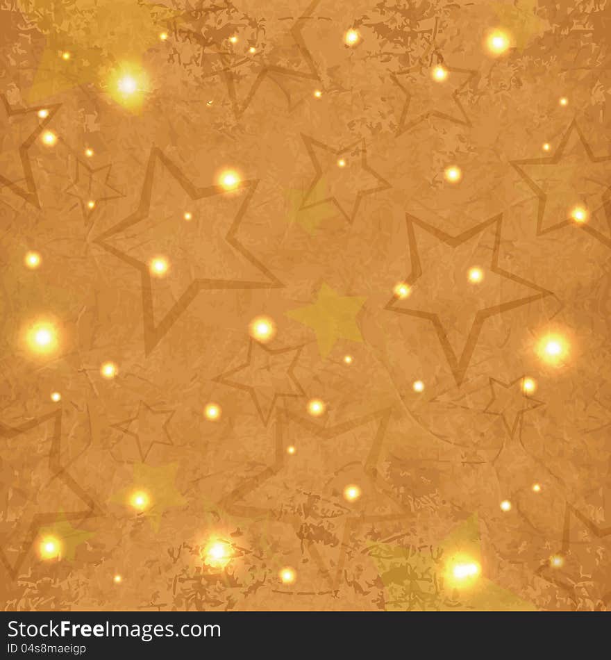 Abstract grunge textured festive background with shiny stars. Vector illustration. Abstract grunge textured festive background with shiny stars. Vector illustration